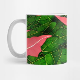 Beautiful Pink and Green Leaf Pattern Mug